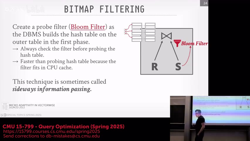 Hash Join 向探测侧传递 Bloom Filter,课程视频 58:00